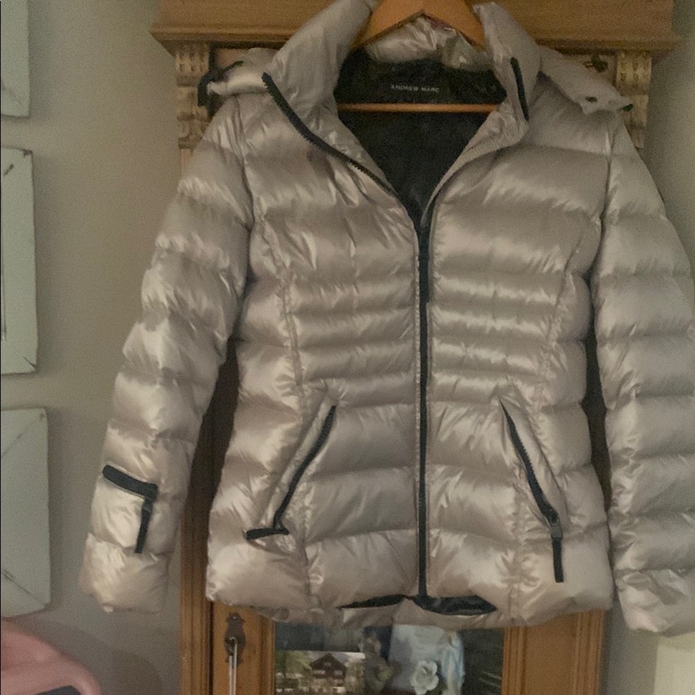 Andrew Marc Silver Puffer Jacket